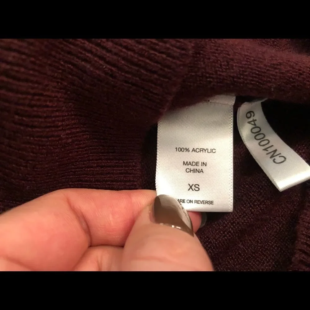 New York & Company Women's Burgundy & Silver Sweater lot 3/4 Sleeves, size S. - Picture 3 of 6